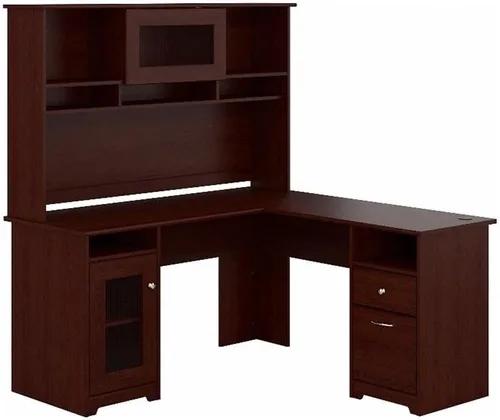 Miniatura 11 de Bush Furniture Cabot - Escritorio para computadora en forma de L con gabinete, 60W, en lino blanco roble