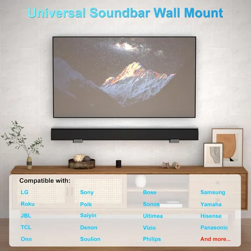 Miniatura 2 de ZUOLACO Soporte de Montaje en Pared para Barra de Sonido para Samsung, Bose, Vizio, LG, Sony, JBL, Sonos y Más Soportes de Barras de Sonido Debajo