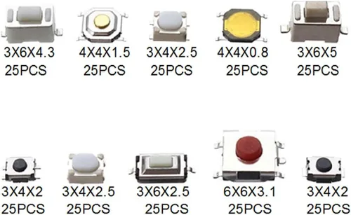 Miniatura 4 de 250 unids 10 tipos de interruptor de botón táctil coche control remoto teclas botón táctil micro interruptor