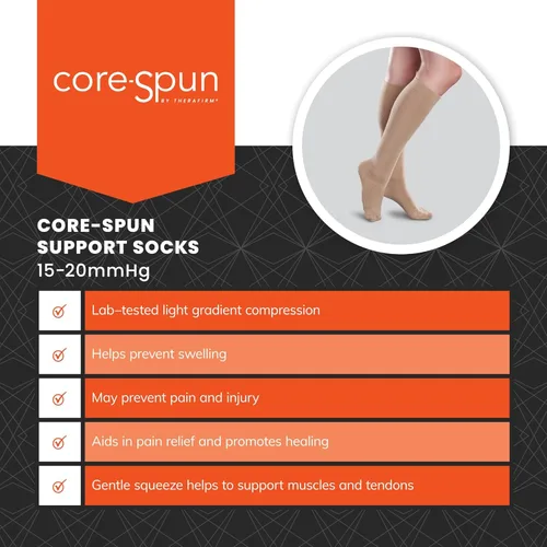 Miniatura 4 de Core-Spun 15-20mmHg Medical Mild Graduated Knee High Compression Socks