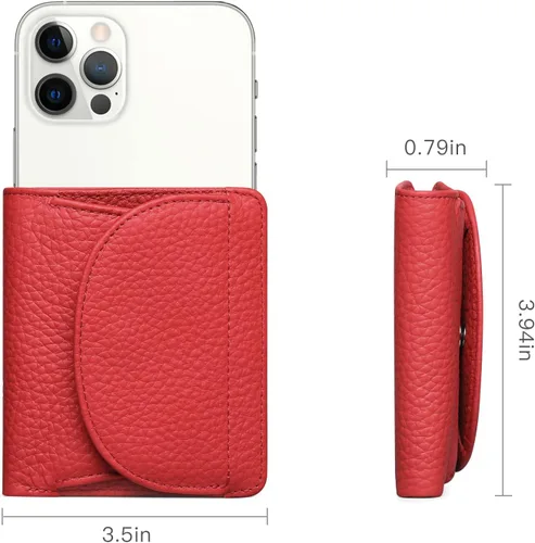 Miniatura 5 de SENDEFN Monedero de piel auténtica para mujer, tarjetero con bloqueo RFID, Z-Rojo, Monedero pequeño