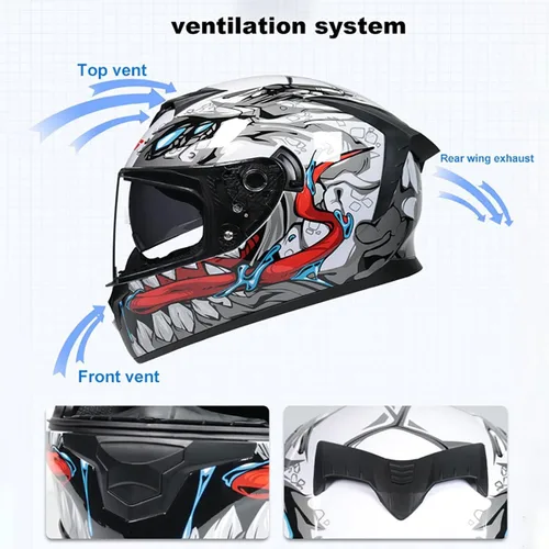 Miniatura 4 de Cascos de motocicleta de cara completa, casco de motocicleta aprobado por ECE/DOT con viseras dobles, casco de motocicleta de cara completa para J