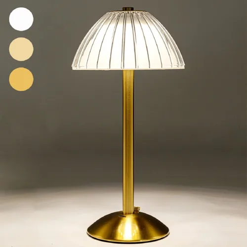 Miniatura 10 de HEQET Lámparas de mesa inalámbricas para el hogar, mesa, comedor, lámparas recargables doradas, lámpara de mesa LED de latón portátil