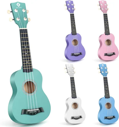 Miniatura 10 de Paquete de ukelele soprano para principiantes, kit de iniciación de ukeleles de tilo de 21 pulgadas para niños con bolsa de concierto, sintonizador