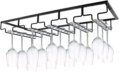 Miniatura 11 de MOCOUM Estante para copas de vino debajo del gabinete, soporte para copas de vino, soporte de alambre para copas de vino, colgador de almacenamiento