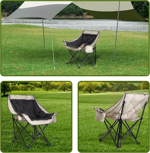 Miniatura 8 de Nice C Silla de campamento acolchada XL para exteriores, sillas deportivas portátiles plegables gruesas de gran tamaño, resistente, con bolsa