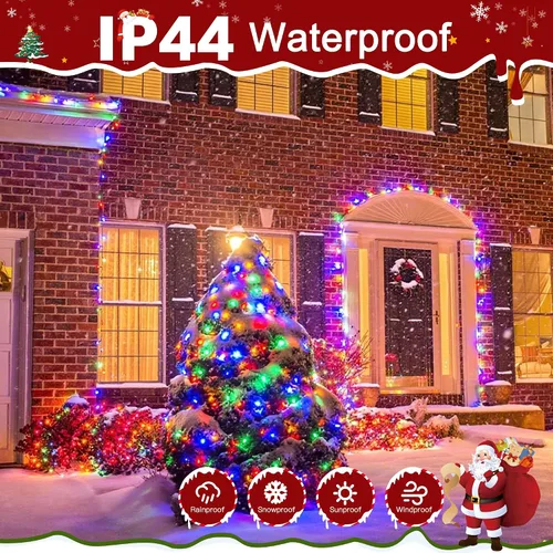 Miniatura 5 de Tira de luces de Navidad para exteriores, 8 modos, multicolor, 394 pies, 1200 LED