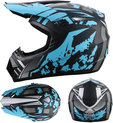 Miniatura 2 de Motorcycle Dirt Bike Helmet Full Face Motocross Helmets for Outdoor Sports Off Road Racing Mountain Bike Men Women Off-Road Helmet Gloves Goggles