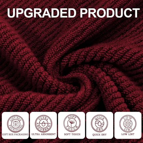 Miniatura 28 de VOOVA & MOVAS Toallas de mano blancas - 100% algodón Ligeras Gruesas Secado rápido Suaves Absorbentes, paquete de 4 piezas grandes de 18