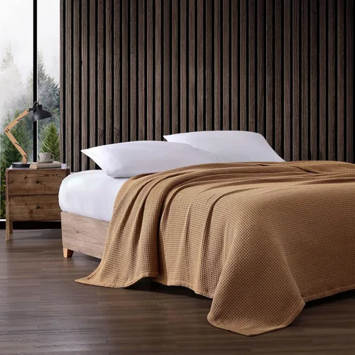 Miniatura 3 de Eddie Bauer - Manta tamaño King, ropa de cama 100% algodón suave con textura de tejido gofre, 400 GSM, manta para sofá o cama (marrón)