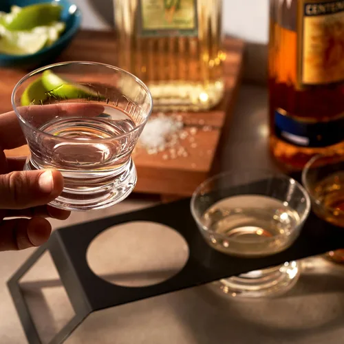 Miniatura 4 de Viski Tequila Tasting Flight – 3 vasos de degustación de tequila de cristal sin plomo con soporte de acero inoxidable, capacidad de 6 onzas cada uno