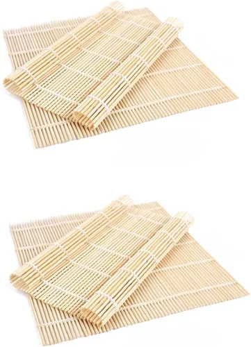 Miniatura 3 de BZG Paquete de 2 alfombrillas de bambú para sushi, fabricante de rollos de sushi, kit de fabricación de sushi, tapete de bambú para hacer sushi
