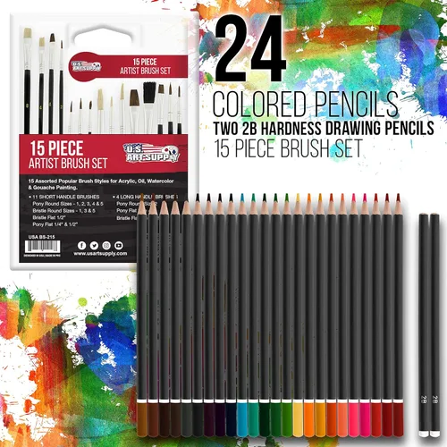 Miniatura 5 de U.S. Art Supply Juego de artista de 163 piezas en caja grande de madera con caballete, pintura, dibujo y suministros de arte para adultos