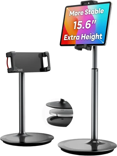 SAIJI Soporte para Tablet, Soporte Ajustable de Altura Extra Kindle, Soporte para iPad de Rotación de 360 Grados, Base de Montaje de Cuna de