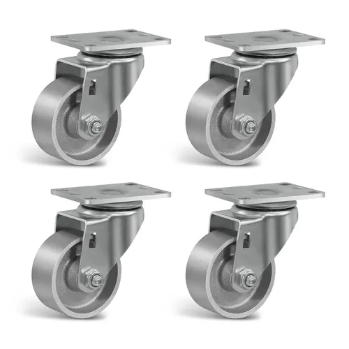 Miniatura 51 de Ruedas industriales resistentes de 3 x 1.25 pulgadas, capacidad de 350 libras, ruedas de hierro fundido y marco de acero para carros, carritos