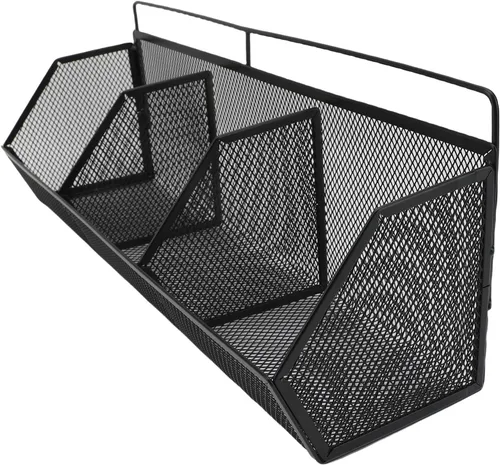 Miniatura 6 de Cesta de alambre de metal, 3 rejillas para colgar en la pared, organizador de almacenamiento de apertura inclinada para cocina, baño, lavandería