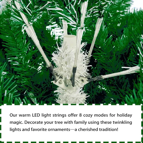 Miniatura 4 de Árbol de Navidad iluminado de 6 pies, árbol de Navidad verde degradado preiluminado con control remoto, luz LED blanca fría, 8 modos, árbol