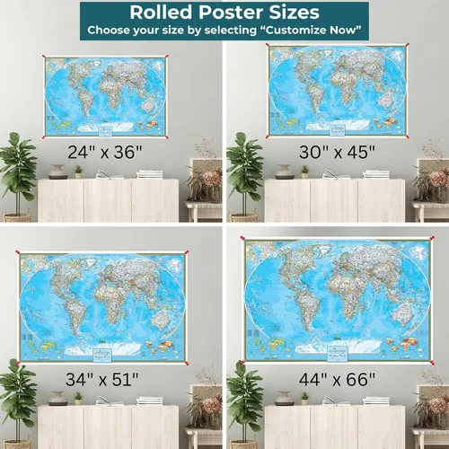 Miniatura 6 de National Geographic - Mapa de viaje – Póster de lienzo con mapa del mundo clásico con alfileres – Mapa personalizado del mundo – Grande 24 x 36