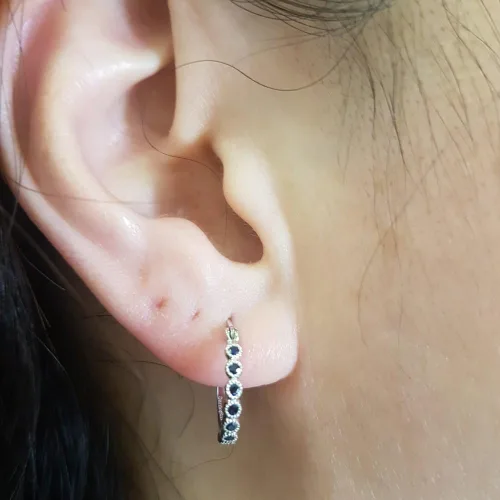 Miniatura 3 de Dazzlingrock Collection 0,25 quilates (ctw) 18K finos pendientes de aro 14 quilates, oro blanco