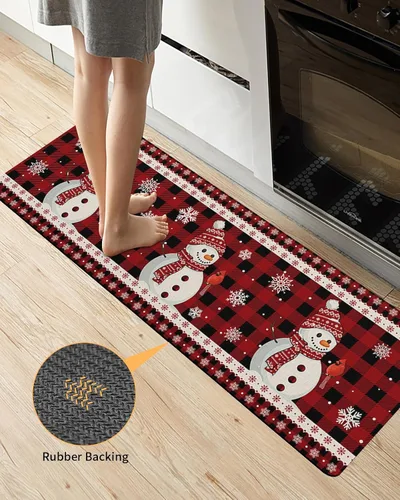 Miniatura 4 de Tapete de baño con diseño de muñeco de nieve navideño para bañera, antideslizante, de secado rápido y absorbente, tierra de diatomeas, fregadero