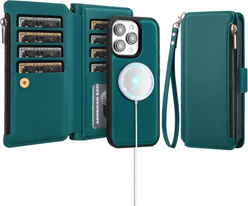 Miniatura 12 de Antsturdy Compatible con iPhone 15 Pro Max Funda Cartera para Mujeres【Bloqueo RFID】Funda de Teléfono Cruzada de Cuero PU con Cremallera y Correa