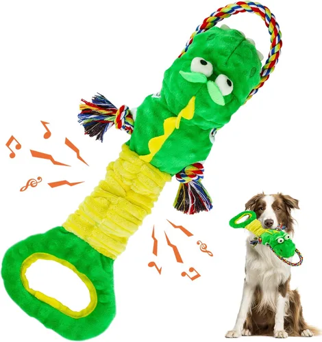 YINEYA Juguetes resistentes para perros masticadores agresivos, juguete interactivo de tira y afloja para mantenerlos ocupados, juguetes chirriantes