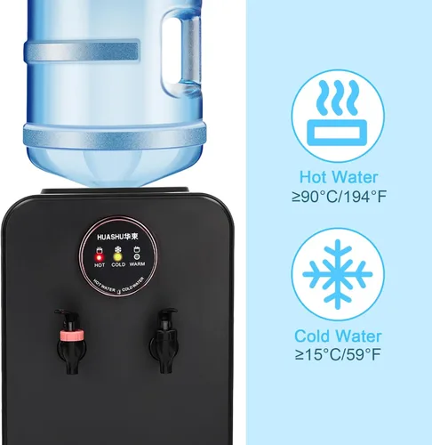 Miniatura 4 de Dispensador de agua de encimera premium, dispensador de agua caliente/fría, dispensador de agua de carga superior (negro)