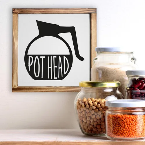 Miniatura 8 de Letrero de café con la frase en inglés «Pot Head» (Amante del café) de 12 x 12 pulgadas, para decoración de pared, cocina, estación de café