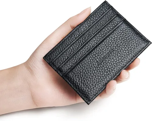 Miniatura 15 de Cartera de tarjeta de crédito de cuero genuino, billetera minimalista, inserciones de billetera delgada, 003, Estuche para tarjetas de crédito