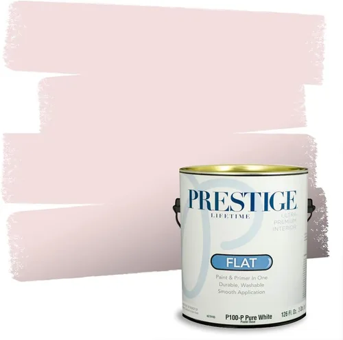 Miniatura 95 de Prestige Paints E100-T-SW6591 Pintura exterior e imprimación en uno, 1 galón, plano, combinación comparable de Sherwin Williams Amaryllis, 1 galón