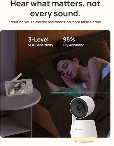 Miniatura 4 de Dr.Care LumiView Plus Smart WiFi Baby Monitor - Pantalla dividida 1080P de 5.5 pulgadas y cámara 2K, modo de privacidad, alertas de llanto