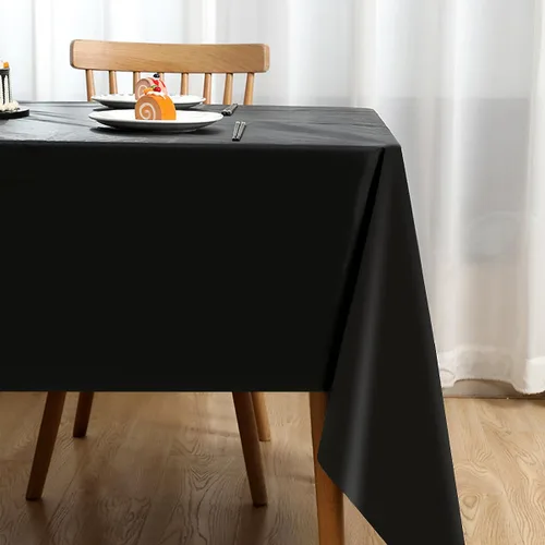 Miniatura 5 de 2 Empaques Mantel de Plástico Negro, 54 pulgadas x 108 pulgadas Cubierta de Mesa Rectangular Desechable para Fiestas, Adecuado para Cumpleaños