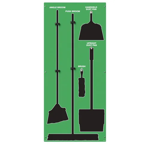 Miniatura 14 de Clean & Sweep 5S - Soporte para escoba de montaje en pared, tablero de 68 x 30 pulgadas, estación de limpieza 5S, solo tablero, herramientas se