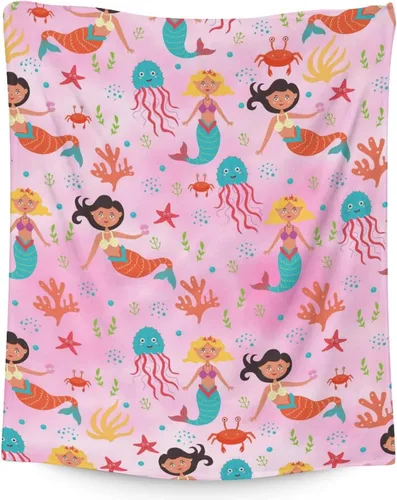 Miniatura 12 de Mercuryelf Manta de sirena suave, mullida y cálida, 30 x 40 pulgadas, manta pequeña para regazo y cuna, regalo para los amantes de las sirenas