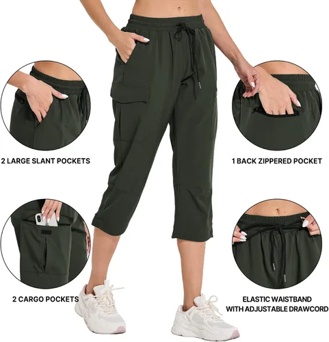 Miniatura 7 de ChinFun Pantalones capri de senderismo para mujer, de secado rápido, resistentes al agua, UPF 50+