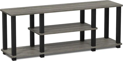 Miniatura 4 de Furinno Turn-N-Tube - Soporte para televisor de 3 niveles, 3D, sin herramientas, para televisores de hasta 50 pulgadas, con tubos cuadrados