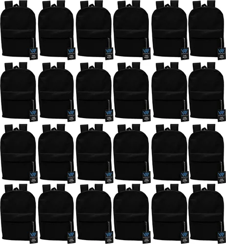 Winterlace Paquete de 24 mochilas, bolsa ligera de 17 pulgadas para viajes al aire libre, gimnasio, eventos corporativos (negro)