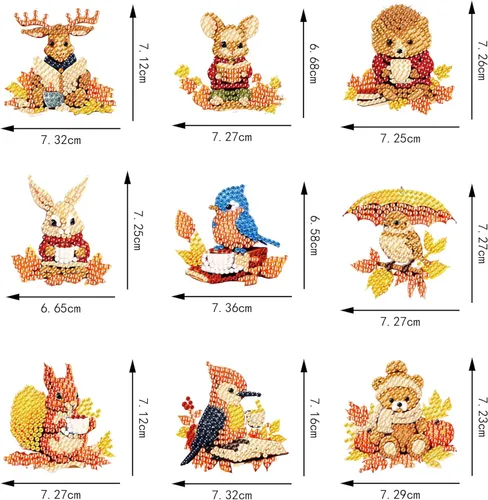 Miniatura 3 de YUE ZHE 9 llaveros de pintura de diamantes de animales, kits de arte de diamantes de animales para adultos, pintura 5D de doble cara para adultos