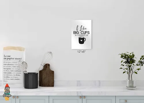 Miniatura 5 de HB Art Design I Like Big Cups & I Cannot Lie Black and White Quote and Mug Metal Print Wall Art Coffee Bar Decor Coffee Signs Kitchen Wall Decor