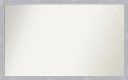 Amanti Art Silver Bathroom Mirror for Over Sink, 24x38 Custom Made Grace Brushed Nickel Narrow Rectangle Vanity Mirror, Large Modern Wood Frame,