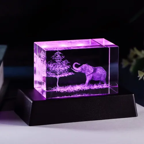 Miniatura 3 de Qianwei Figuras de elefante de cristal 3D Decoración Artículos de colección Estatua de regalo para amantes de los elefantes, regalos del día