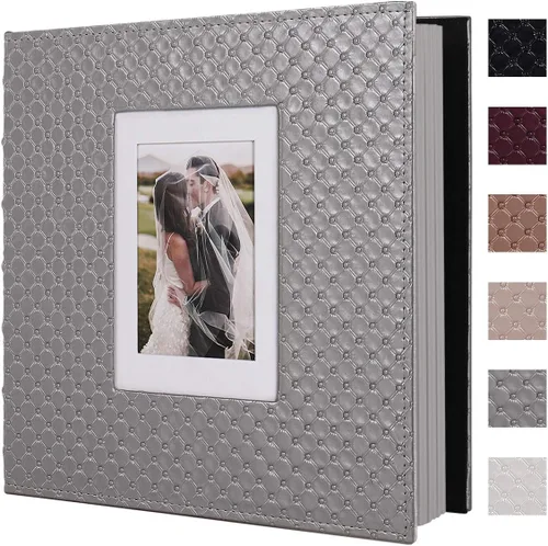 Miniatura 20 de RECUTMS - Álbumes de fotos de 60 páginas con tapa de cuero para manualidades, álbum de fotos autoadhesivo de 4x6, 5x7, 8x10, álbum de fotos Rosa