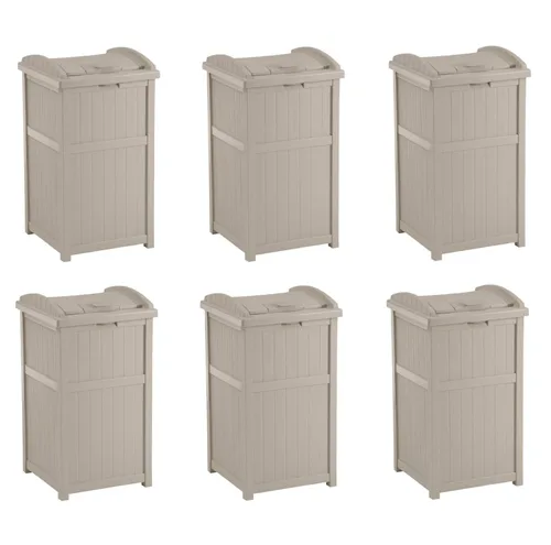 Miniatura 20 de Suncast Paquete de 4 contenedores de basura para exteriores con tapa con pestillo, capacidad de 33 galones Ciberespacio