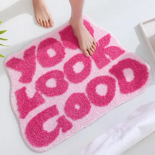 Miniatura 10 de Panstar Alfombra de baño de labios rojos, bonita y divertida alfombra de baño con forma de labios mordedores, antideslizante, absorbente, alfombra