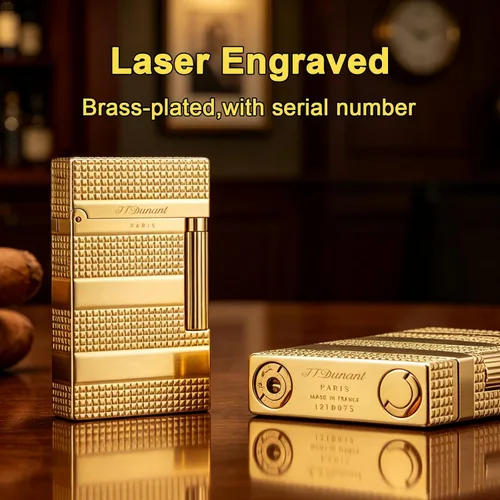 Miniatura 4 de Brass Ligne 2 Style Lighter - Sonido icónico de "Ping", llama suave ajustable, encendedor clásico para hombres que aprecian la artesanía (dorado)