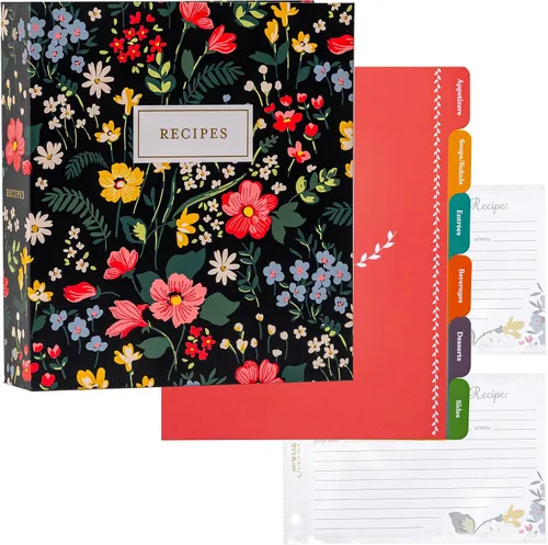 Miniatura 28 de Jot & Mark - Organizador de recetas con 3 anillos (Cosecha otoñal) 50 tarjetas de recetas de 4 x 6, separadores de página completa y protectores
