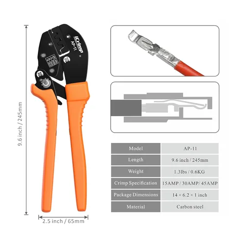 Miniatura 2 de IWISS, herramienta pinza pelacables para conectores de cable Anderson de 15, 30 y 45 amp con 10 pares de conectores de poste de electricidad de 30