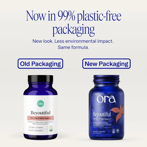 Miniatura 2 de Ora Organic Beyoutiful - Suplemento de belleza con vitaminas B y biotina para un cabello saludable, niacina para la salud de la piel, 60 cápsulas