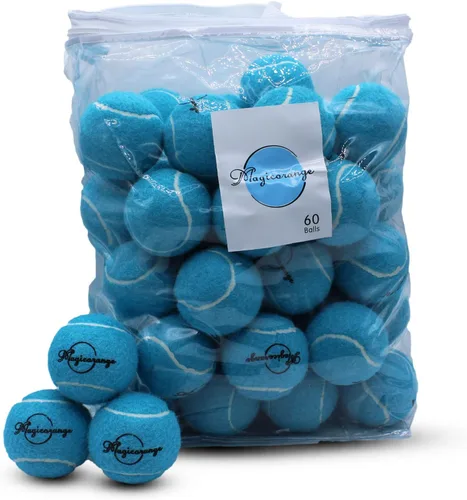 Magicorange Pelotas de tenis, paquete de 60 pelotas de tenis de entrenamiento avanzado, pelotas de práctica, pelotas de juego para perros y Azul