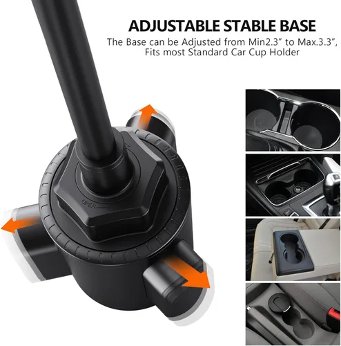 Miniatura 5 de ] Soporte para teléfono mejorado de 15 pulgadas para automóvil, soporte de teléfono de cuello de cisne largo ajustable con base expandible estable